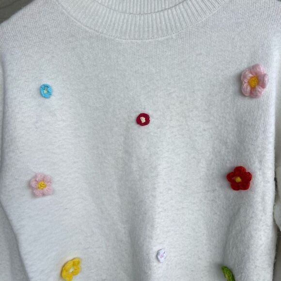 VRG girl y2k flower appliqué wool blend sweater - Picture 3 of 7